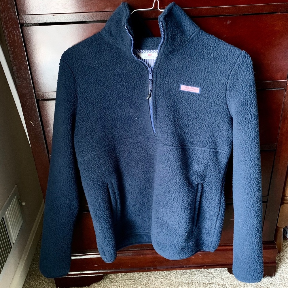 NWT Vineyard Vines navy sherpa pullover
